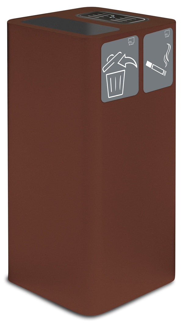 Poubelle de collecte 38x38xh80 cm en acier peint avec couvercle basculant marron prezzo