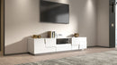 Mobile Tv 4 Anta 1 Cassetto e Ripiano a Giorno 220x44x46 cm Pongo 4A 1C Bianco Lucido  