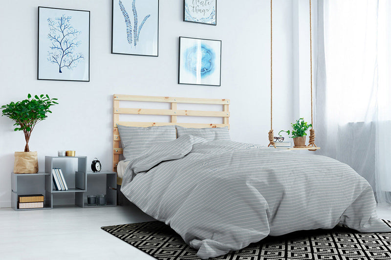 Copripiumino Matrimoniale con Federe Stampato in Puro Cotone Division Acqua