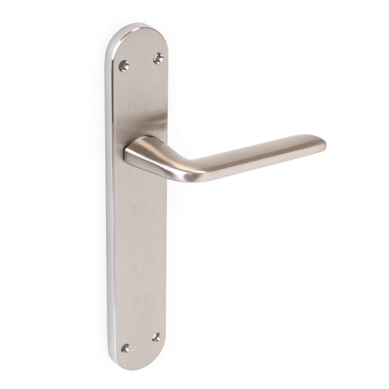 Maniglie Sydney per Porta da Interno con Placca 43 x 250 mm Alluminio e Zama Nickel 1 Set. Emuca