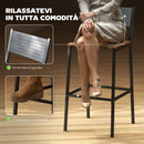 Set 2 Sgabelli da Bar in Stile Industriale con Schienale e Poggiapiedi 43,2x50,5x97,8 cm in Metallo e MDF Marrone Rustico      