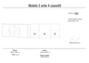 Mobile 2 Ante 4 Cassetti 174x84x41 cm Ossido Bianco/Cemento