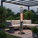 Stufa Elettrica ad infrarossi da Esterno 38,8x41,7x 166,8 cm in Fibra di Carbonio con Luce Led Skyline Pro Bianco