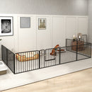 Recinto per Cani a 8 Pannelli Modulabili 164x164x60 cm da Interno ed Esterno in Acciaio Nero  