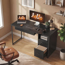 Scrivania da Ufficio Salvaspazio 120x52,3x76 cm con Cassetti in Legno e Acciaio Nero      