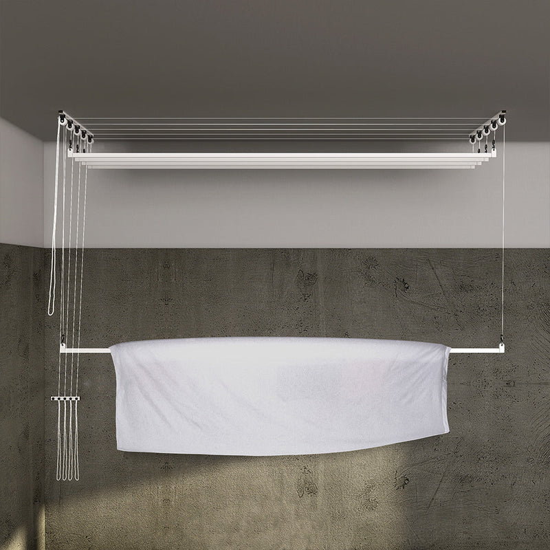 Stendibiancheria da Soffitto Salvaspazio per Interni e Esterni con 5 Aste da 180cm (altezza soffitto 270 cm) Stendinik