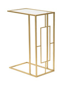 Tavolinetto C 40,5x25,5x60 cm in Ferro e Vetro Oro