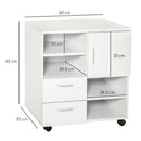 Mobile TV in Legno 2 Cassetti e 1 Anta Bianco 60x65x35 cm 