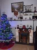 Camino Elettrico da Pavimento 90,3x98x30 cm Effetto Fiamma 2000W Rock & Galileo Gold Noce