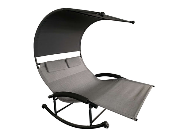 Dondolo Letto 2 Posti da Giardino 200x140x178 cm in Acciaio e Poliestere Grigio Scuro acquista