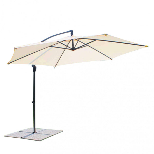 Parasol de jardin Ø3 m déporté Eris en acier noir et toile beige sconto