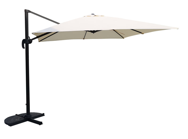 Ombrellone Decentrato da Giardino 3x3x2,5m Palo in Alluminio Copertura Ecrù