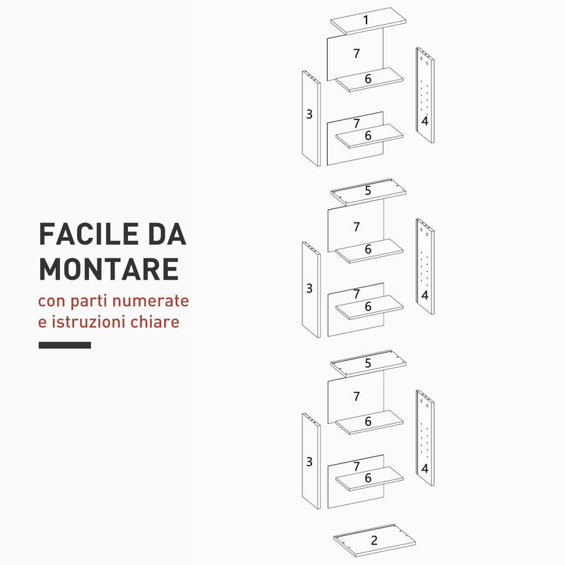 Libreria Scaffale Porta CD 33x24x140 cm con 6 Ripiani Regolabili Capacità di 260 CD/120 DVD Bianco      