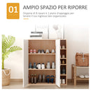 Credenza con 2 Ante e 5 Ripiani in Legno e Bianco 80x32x90.5 cm Seconda Scelta