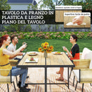 Set 5 Pezzi da Giardino con Tavolo 110x110x74 cm e 4 Sedie in Rattan PE e Legno Beige      