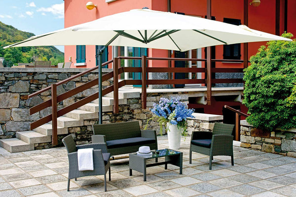 sconto Parasol de jardin aluminium déporté 3X4m avec poignée Vorghini Anthracite et Ecru