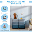 Cassettiera per Cameretta 6 Cassetti 75x37x56.5 cm in PP Blu   