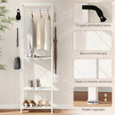 Mobile Ingresso Appendiabiti con Mensola e Scarpiera 52x30x180 cm in Metallo Bianco  