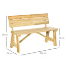 Panchina da Giardino  2 Posti a Doghe con Schienale Alto 116x56x80 cm in Legno Naturale