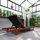 Lettino Prendisole 84x200x101 cm Schienale Regolabile su 4 Posizioni in Legno e Textilene Nero  