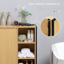 Mobiletto da Bagno 3 Ripiani e Armadietto 60x28x80 cm in Truciolato e Acciaio Legno e Nero