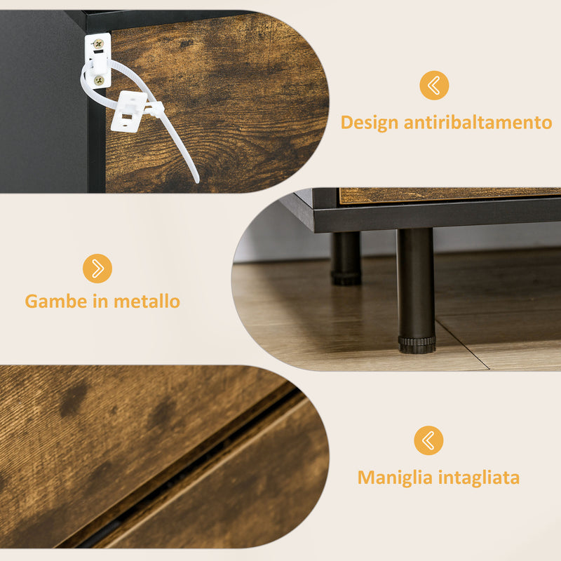 Cassettiera 3 Cassetti 60x45x75 cm in Truciolato Marrone e nero