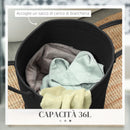 Cesto Portabiancheria Pieghevole con Manici 36L Ø38x45 cm in Cotone Naturale Nero 