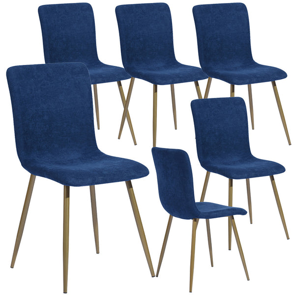 Set 6 Sedie per Sala da Pranzo Blu con Gambe in Acciaio Dorato Seduta Ergonomica online