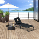 Lettino Sdraio con Apertura per Viso Pieghevole in Tessuto Oxford Nero 190x56x28 cm 