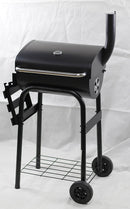 Barbecue a Carbone  con Affumicatore 84x48x116 cm in Acciaio con Ruote Saturnino