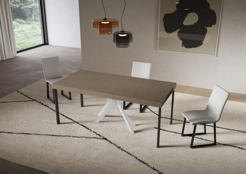 Consolle Allungabile 90-196x40x77 cm Saki Small Premium Tortora Gambe Bianche 