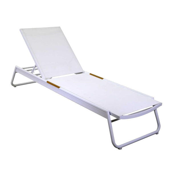 Lettino Prendisole da Giardino 206x68xh32/102 cm in Alluminio Medford Bianco online