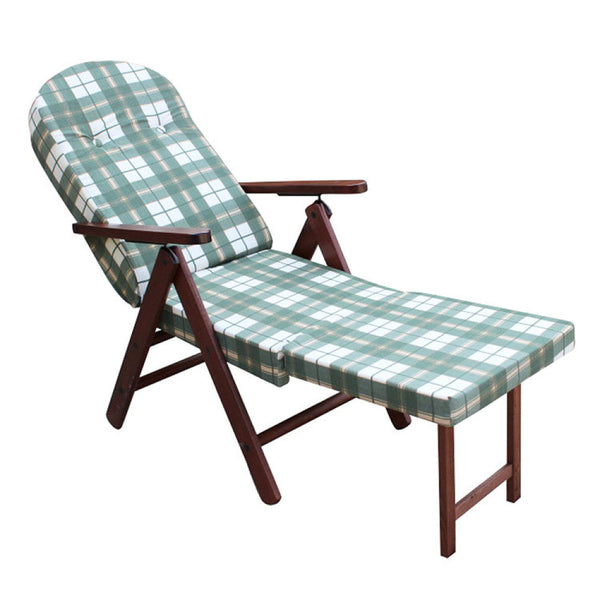 sconto Fauteuil 4 Positions Relax Hêtre avec Coussin et Rallonge 84/40x 60x100 h cm en Coton Vert