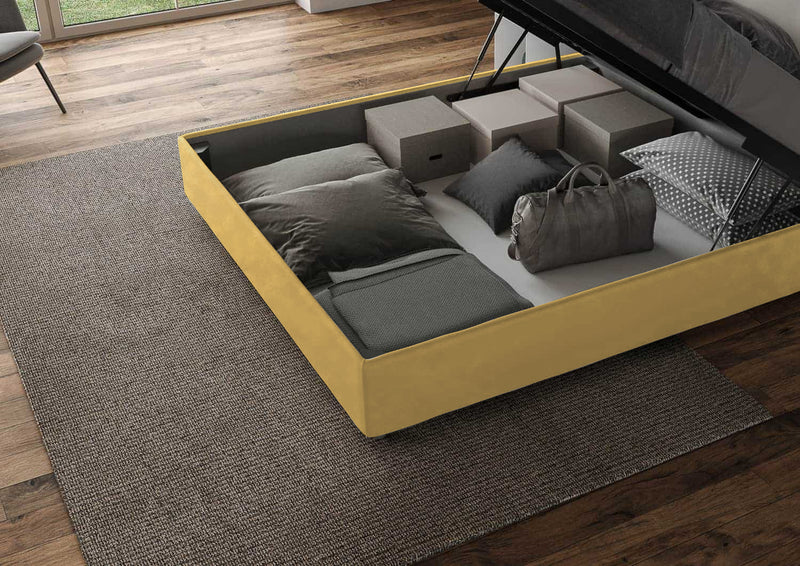 Letto 1 Piazza E Mezzo Imbottito in Microfibra Mika Ocra Varie Misure