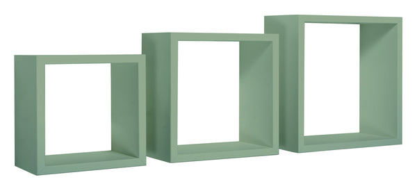 sconto Set 3 Mensole da Parete Cubo in Fibra di Legno Incubo Verde Acqua Marina