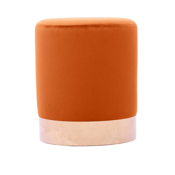 Pouf Ø33x39 cm con placca dorata e velluto arancio prezzo