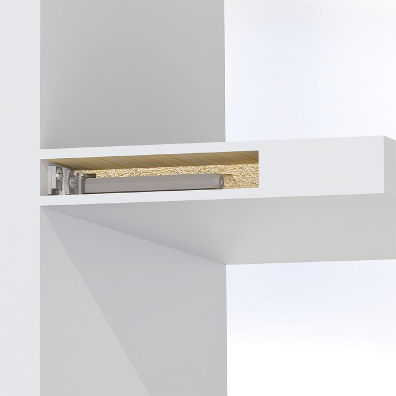 Supporto a Scomparsa Phantom per Mensola in Legno Imballo 1 Set Zincato Bianco Acciaio Emuca