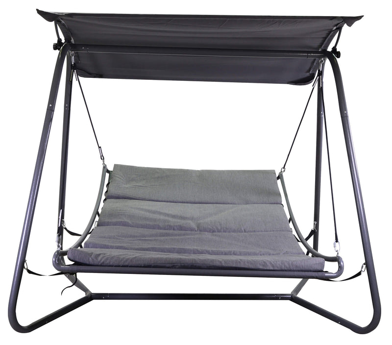 Dondolo Letto da Giardino 216,5x200x182 cm in Metallo Indiana Grigio