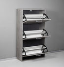 Scarpiera Salvaspazio 3 Ante Doppia Profondità 18 Paia 65x25x119,4 cm in Truciolare Nobilitato Cemento