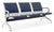 Banc de Bureau pour Salle d'Attente 3 Places avec Coussin en Acier et Simili Cuir Argenté/Bleu Marine