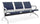 Banc de Bureau pour Salle d'Attente 3 Places avec Coussin en Acier et Simili Cuir Argenté/Bleu Marine
