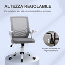 Sedia da Ufficio Ergonomica con Supporto Lombare 62,5x55x94-104 cm in Tessuto a Rete Grigio 
