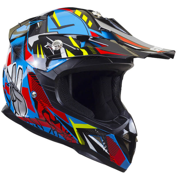 sconto Casque Intégral pour Moto Cross CGM 209G Winner Enfant Bleu Différentes Tailles