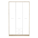 Armadio Nepo 118,5x54x196,5 cm 3 ante 2 cassetti rovere sonoma bianco