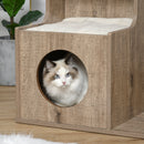 Albero Tiragraffi per Gatti 66x38x88 cm in Legno e Corda Sisal Marrone Chiaro