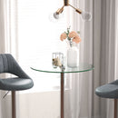 Tavolo Alto da Bar Moderno Rotondo con Base Ø70x102 cm in Acciaio e Piano in Vetro Trasparente