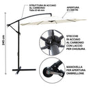 Ombrellone Lampara da Giardino Palo Laterale Ø300x245 cm in Acciaio e Poliestere Écru Kios      