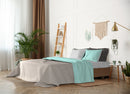 Set Lenzuola Sopra Sotto e Federe Doubleface Verde Acqua\/Grigio Chiaro