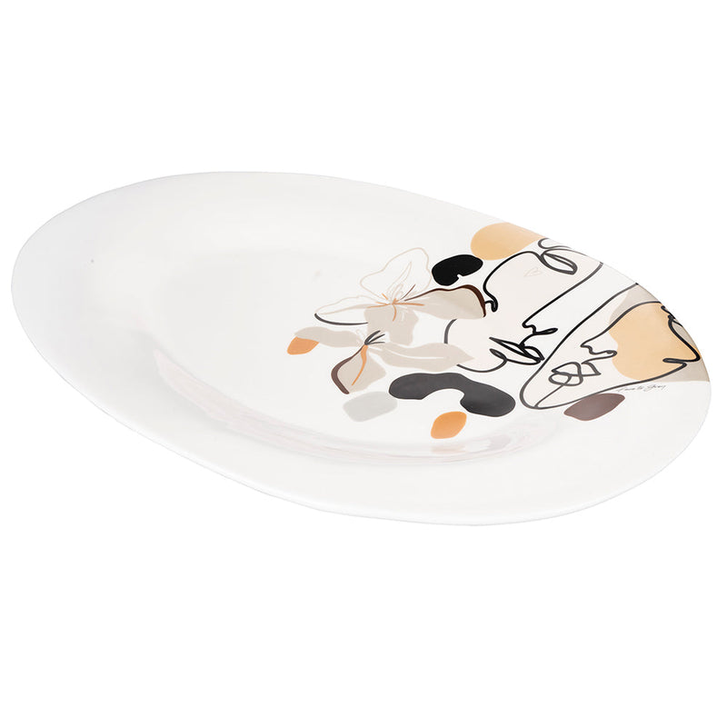 Piatto da Portata 55x27 cm  in Ceramica VdE Tivoli 1996 Face to grey 