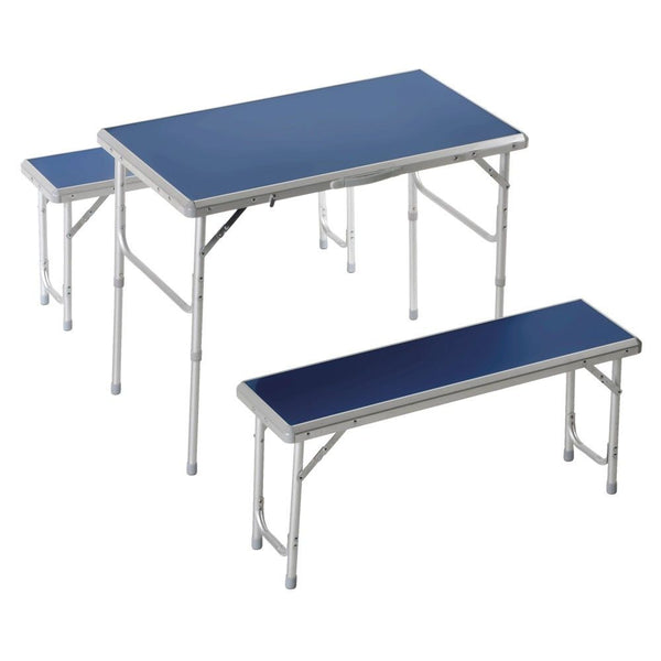 online Garden Beer Set Table Pliante 90x50x70 cm 2 Bancs en Aluminium Bleu
